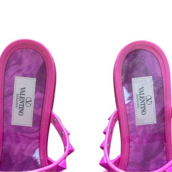 Valentino Garavani Rockstud Tonal Summer Thong Sandals Hot Pink Size 39 - Picture 3 of 7